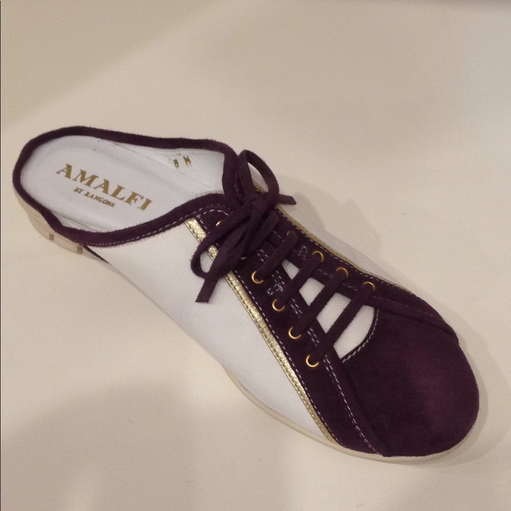 Amalfi Purple Sueded Leather Mule with Fabric
